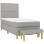 Cama box spring con colchón tela gris claro 80x200 cm de , Camas y somieres - Ref: Foro24-3137029, Precio: 326,62 €, Descuent...