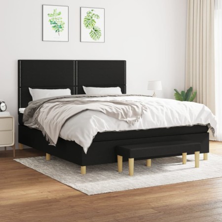 Cama box spring con colchón tela negro 180x200 cm de , Camas y somieres - Ref: Foro24-3137095, Precio: 639,99 €, Descuento: %