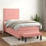 Box spring bed with pink velvet mattress 100x200 cm by , Beds and slatted bases - Ref: Foro24-3137772, Price: 342,62 €, Disco...