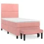 Box spring bed with pink velvet mattress 100x200 cm by , Beds and slatted bases - Ref: Foro24-3137772, Price: 342,62 €, Disco...