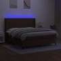 Cama box spring colchón luces LED tela marrón oscuro 160x200cm de , Camas y somieres - Ref: Foro24-3138248, Precio: 552,49 €,...