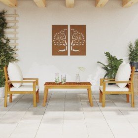 Set de muebles para jardín 3 piezas con cojines madera acacia en Conjuntos de jardín | Comprar online en Foru.es