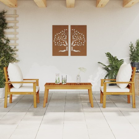 Set de muebles para jardín 3 piezas con cojines madera acacia en Conjuntos de jardín | Comprar online en Foru.es