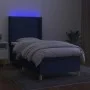 Box spring bed mattress and LED lights blue fabric 90x200 cm by , Beds and slatted bases - Ref: Foro24-3138771, Price: 346,74...