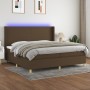 Cama box spring colchón luces LED tela marrón oscuro 200x200 cm de , Camas y somieres - Ref: Foro24-3138744, Precio: 667,79 €...