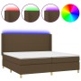 Cama box spring colchón luces LED tela marrón oscuro 200x200 cm de , Camas y somieres - Ref: Foro24-3138744, Precio: 667,79 €...