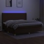 Cama box spring colchón luces LED tela marrón oscuro 200x200 cm de , Camas y somieres - Ref: Foro24-3138744, Precio: 667,79 €...