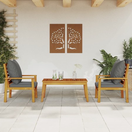 Set de muebles para jardín 3 piezas con cojines madera acacia en Conjuntos de jardín | Comprar online en Foru.es