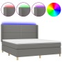 Cama box spring colchón y luces LED tela gris oscuro 180x200 cm de , Camas y somieres - Ref: Foro24-3138814, Precio: 602,33 €...