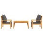 Set de muebles para jardín 3 piezas con cojines madera acacia en Conjuntos de jardín | Comprar online en Foru.es