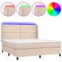 Cama box spring colchón LED cuero sintético capuchino 180x200cm de , Camas y somieres - Ref: Foro24-3139342, Precio: 644,87 €...