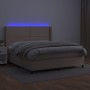 Cama box spring colchón LED cuero sintético capuchino 180x200cm de , Camas y somieres - Ref: Foro24-3139342, Precio: 644,87 €...