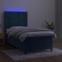 Cama box spring colchón y LED terciopelo azul oscuro 80x200 cm de , Camas y somieres - Ref: Foro24-3139473, Precio: 303,20 €,...