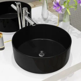 Lavabo redondo de cerámica negro 40x15 cm de vidaXL, Lavabos - Ref: Foro24-142737, Precio: 62,02 €, Descuento: %