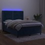 Cama box spring colchón y LED terciopelo azul oscuro 140x190 cm de , Camas y somieres - Ref: Foro24-3139503, Precio: 499,72 €...