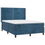 Cama box spring colchón y LED terciopelo azul oscuro 140x190 cm de , Camas y somieres - Ref: Foro24-3139503, Precio: 499,72 €...
