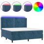 Cama box spring colchón y LED terciopelo azul oscuro 160x200 cm de , Camas y somieres - Ref: Foro24-3139515, Precio: 563,15 €...