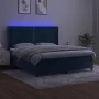 Box spring bed with mattress and LED velvet dark blue 160x200 cm by , Beds and slatted bases - Ref: Foro24-3139515, Price: 55...