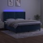 Cama box spring colchón y LED terciopelo azul oscuro 160x200 cm de , Camas y somieres - Ref: Foro24-3139515, Precio: 563,15 €...