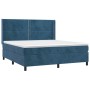 Cama box spring colchón y LED terciopelo azul oscuro 160x200 cm de , Camas y somieres - Ref: Foro24-3139515, Precio: 563,15 €...