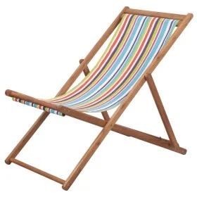 Folding beach chair fabric and multicolored wooden structure by vidaXL, Garden chairs - Ref: Foro24-44002, Price: 66,45 €, Di...