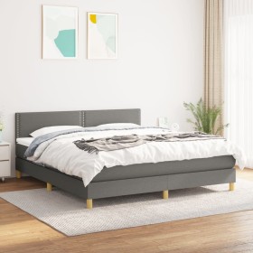 Cama box spring con colchón tela gris oscuro 180x200 cm de , Camas y somieres - Ref: Foro24-3140554, Precio: 557,21 €, Descue...