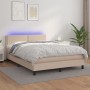 Cama box spring colchón LED cuero sintético capuchino 140x190cm de , Camas y somieres - Ref: Foro24-3134164, Precio: 417,20 €...