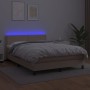 Cama box spring colchón LED cuero sintético capuchino 140x190cm de , Camas y somieres - Ref: Foro24-3134164, Precio: 417,20 €...