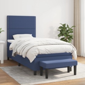 Cama box spring con colchón tela azul 90x200 cm de , Camas y somieres - Ref: Foro24-3136491, Precio: 354,01 €, Descuento: %