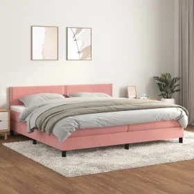 Box spring bed with pink velvet mattress 200x200 cm by , Beds and slatted bases - Ref: Foro24-3141268, Price: 504,11 €, Disco...