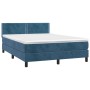 Cama box spring con colchón terciopelo azul oscuro 140x200 cm de , Camas y somieres - Ref: Foro24-3141249, Precio: 425,47 €, ...