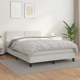 Box spring bed with white synthetic leather mattress 140x190 cm by , Beds and slatted bases - Ref: Foro24-3141060, Price: 468...