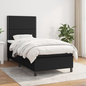 Cama box spring con colchón tela negro 100x200 cm de , Camas y somieres - Ref: Foro24-3141675, Precio: 327,49 €, Descuento: %