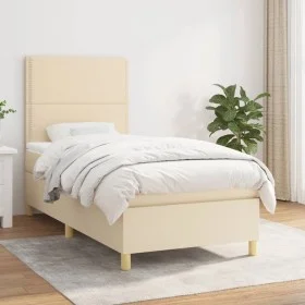 Box spring bed with cream fabric mattress 90x190 cm by , Beds and slatted bases - Ref: Foro24-3142222, Price: 329,59 €, Disco...