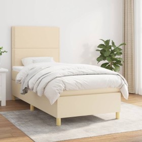 Cama box spring con colchón tela color crema 90x190 cm de , Camas y somieres - Ref: Foro24-3142222, Precio: 338,15 €, Descuen...