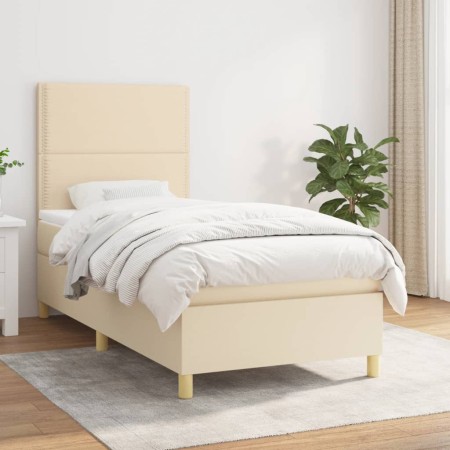 Cama box spring con colchón tela color crema 90x190 cm de , Camas y somieres - Ref: Foro24-3142222, Precio: 338,15 €, Descuen...