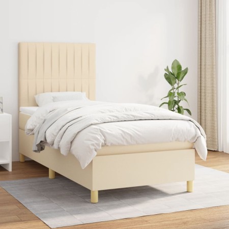 Cama box spring con colchón tela color crema 80x200 cm de , Camas y somieres - Ref: Foro24-3142454, Precio: 330,15 €, Descuen...