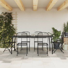 Juego de comedor de jardín 7 pzas malla metálica gris antracita en Conjuntos de jardín | Comprar online en Foru.es