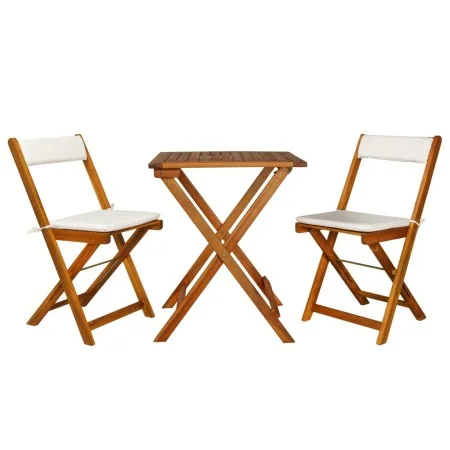 Mesa y sillas bistró plegables 3 pzas y cojines madera maciza de vidaXL, Conjuntos de jardín - Ref: Foro24-44014, Precio: 154...