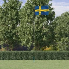 Mástil y bandera de Suecia aluminio 6,23 m de , Banderas y mangas de viento - Ref: Foro24-3147112, Precio: 72,43 €, Descuento: %