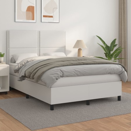 Cama box spring con colchón cuero sintético blanco 140x200cm de , Camas y somieres - Ref: Foro24-3142786, Precio: 506,61 €, D...