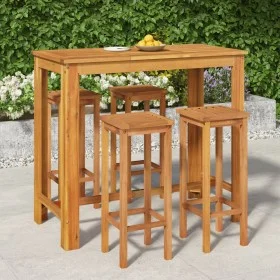 Mesa y taburetes altos de jardín 5 pzas madera maciza acacia de , Conjuntos de jardín - Ref: Foro24-3154392, Precio: 338,70 €...