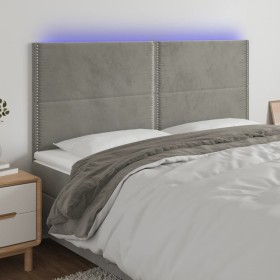Cabecero con luces LED terciopelo gris claro 160x5x118/128 cm de , Cabeceros y pies de cama - Ref: Foro24-3122338, Precio: 10...