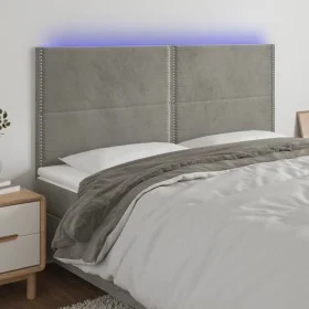 Hellgraues Samtkopfteil mit LED-Leuchten, 160 x 5 x 118/128 cm von , Kopf- und Fußteile - Ref: Foro24-3122338, Preis: 99,79 €...