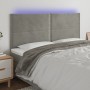 Cabecero con luces LED terciopelo gris claro 160x5x118/128 cm de , Cabeceros y pies de cama - Ref: Foro24-3122338, Precio: 10...