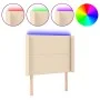 Cream fabric headboard with LED 103x16x118/128 cm by , Headboards and footboards - Ref: Foro24-3123903, Price: 69,53 €, Disco...