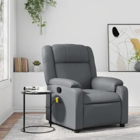 Gray synthetic leather reclining massage chair by , Armchairs - Ref: Foro24-373532, Price: 268,29 €, Discount: %