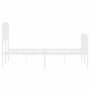 Estructura cama metal con cabecero y estribo blanco 120x190 cm de , Camas y somieres - Ref: Foro24-373951, Precio: 88,64 €, D...
