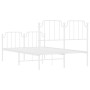 Estructura cama metal con cabecero y estribo blanco 120x190 cm de , Camas y somieres - Ref: Foro24-373951, Precio: 88,64 €, D...