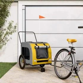 Pet Bicycle Trailer Iron Oxford Cloth Yellow Gray by , pet strollers - Ref: Foro24-93861, Price: 128,55 €, Discount: %